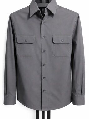 Perry Ellis Light Gray Cotton Button-Up Shirt